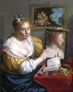 Girl with a Mirror, an Allegory of Profane Love Paulus Moreelse